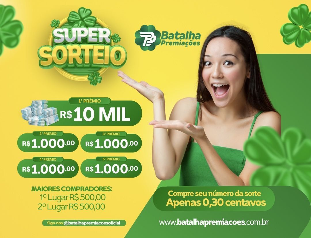 SUPER SORTEIO MAIS DE 10 MIL REAIS EM PRÊMIOS